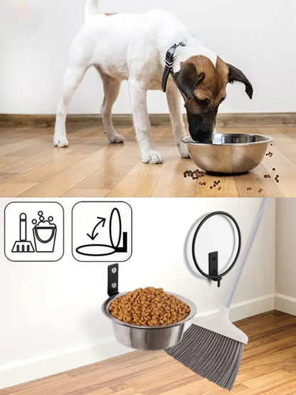 Wall-Mounted Elevated Pet Bowl with Stainless Steel Insert - from above