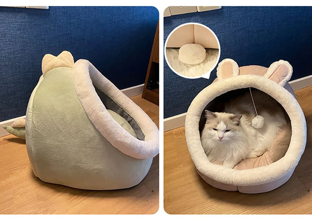 Foldable Cartoon Cat Cave Bed (Washable) - view 15