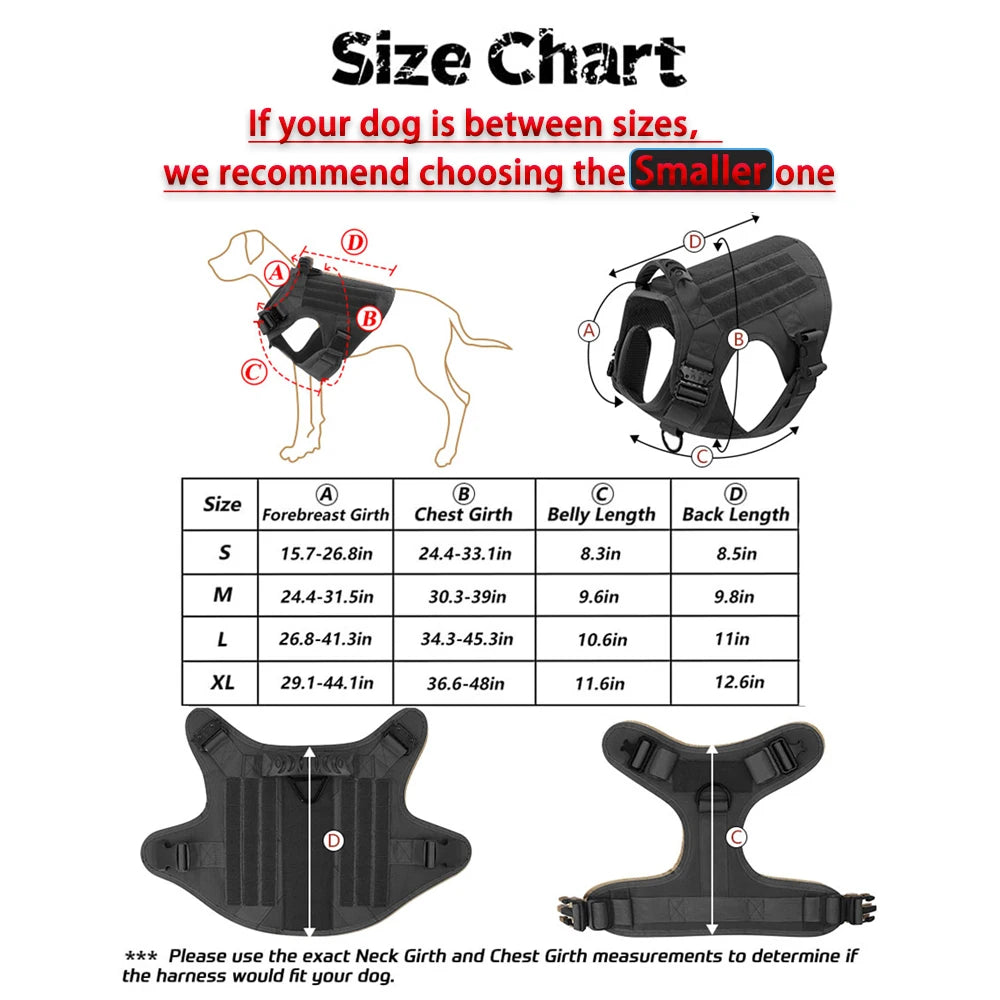 Tactical Military Dog Harness Set with Patches - side view