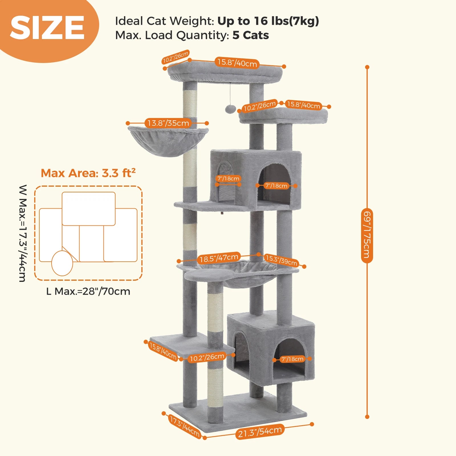 Large Multi-Level Plush Cat Tree with Condos - view 21