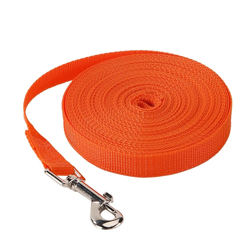 Long Nylon Dog Training Leash (4ft to 100ft) - 1.5m(5ft) / Orange