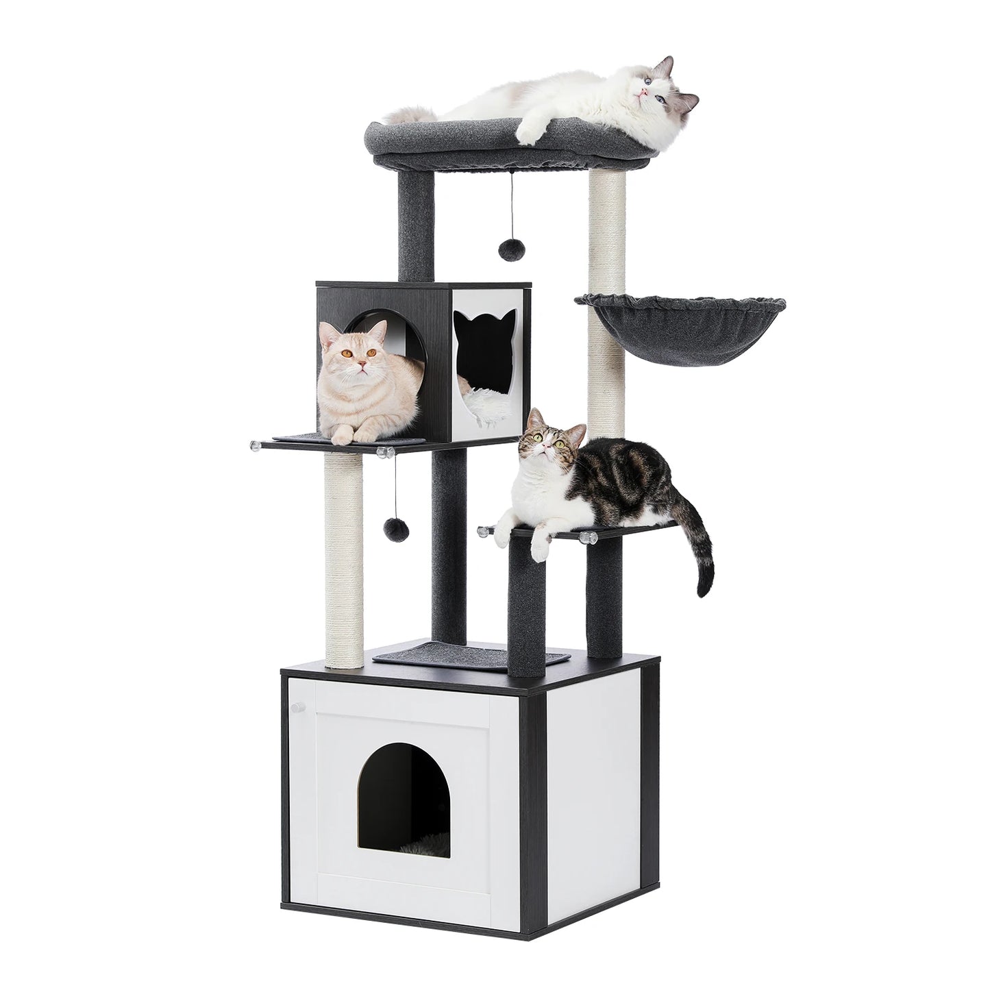 Multi-Level Wood Cat Tree with Hammock and Toys - view 30