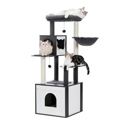 Multi-Level Wood Cat Tree with Hammock and Toys - view 30