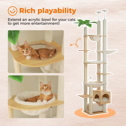 Height Adjustable Floor-to-Ceiling Cat Tree with Hammock - close-up