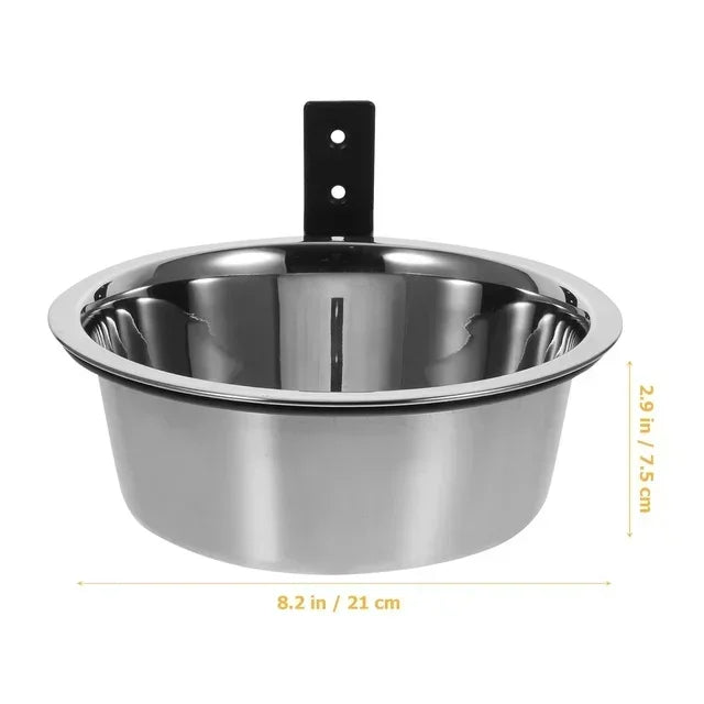 Wall-Mounted Elevated Pet Bowl with Stainless Steel Insert - 8 inch