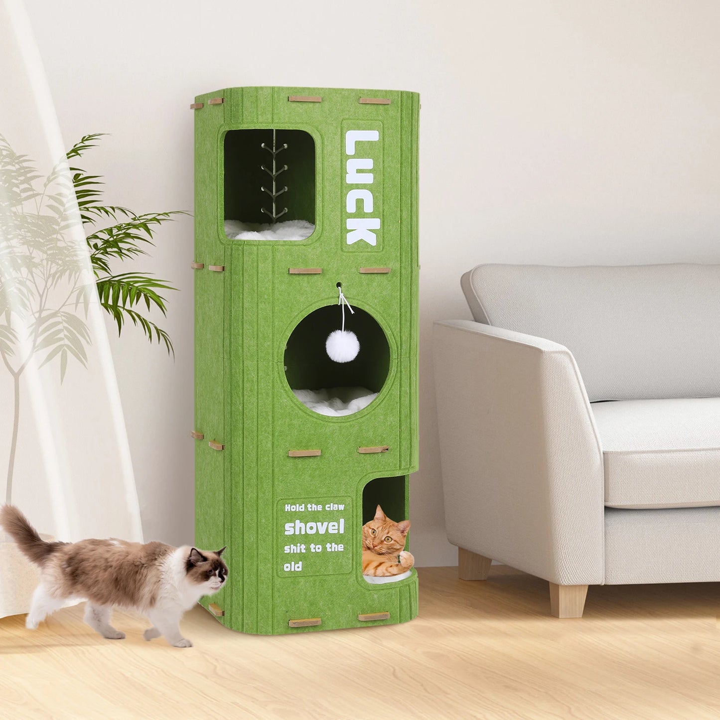3-Tier Felt Cat Cave Bed for Multi-Cat Homes - view 11