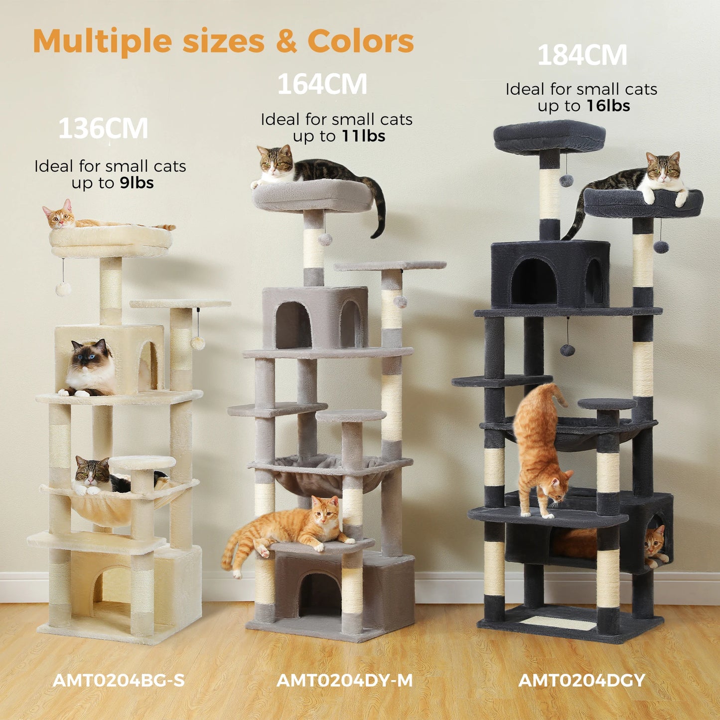 Large Cat Tree Tower with Hammock and Padded Perches - detail