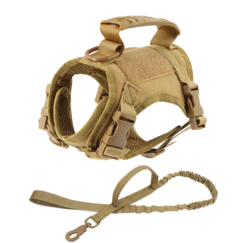 Tactical Escape-Proof Cat Harness with Control Handle - Brown set