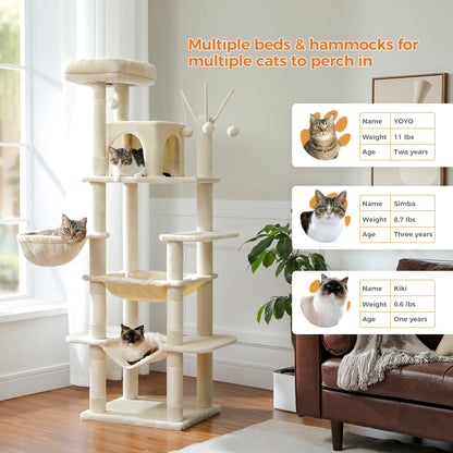 Large Multi-Level Plush Cat Tree with Condos - view 40