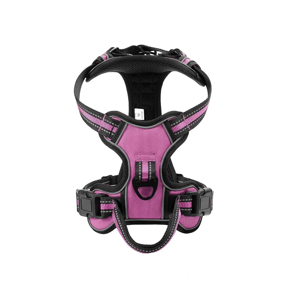 Adjustable No-Pull Reflective Dog Harness - XL / Pink