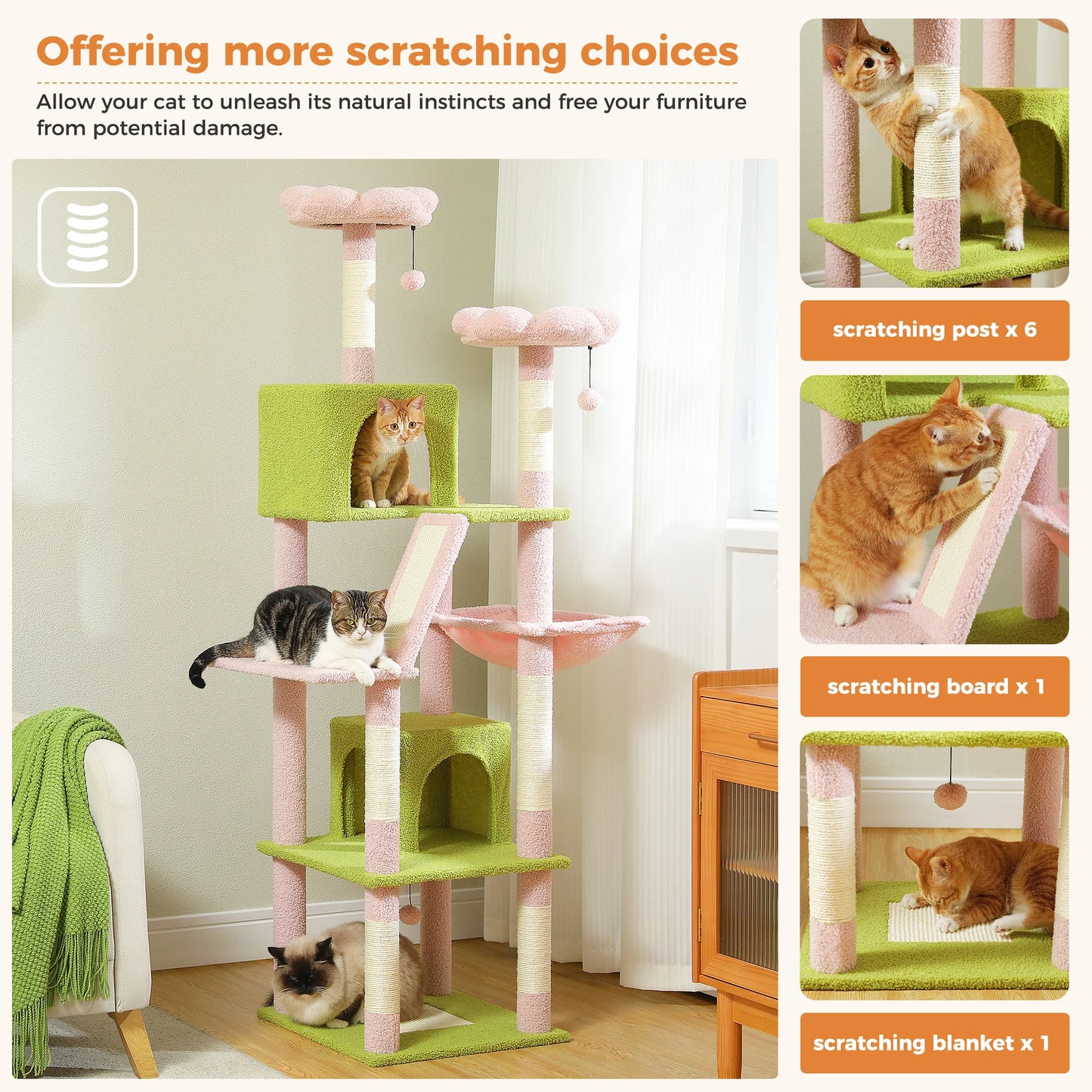 Large Multi-Level Plush Cat Tree with Condos - view 12