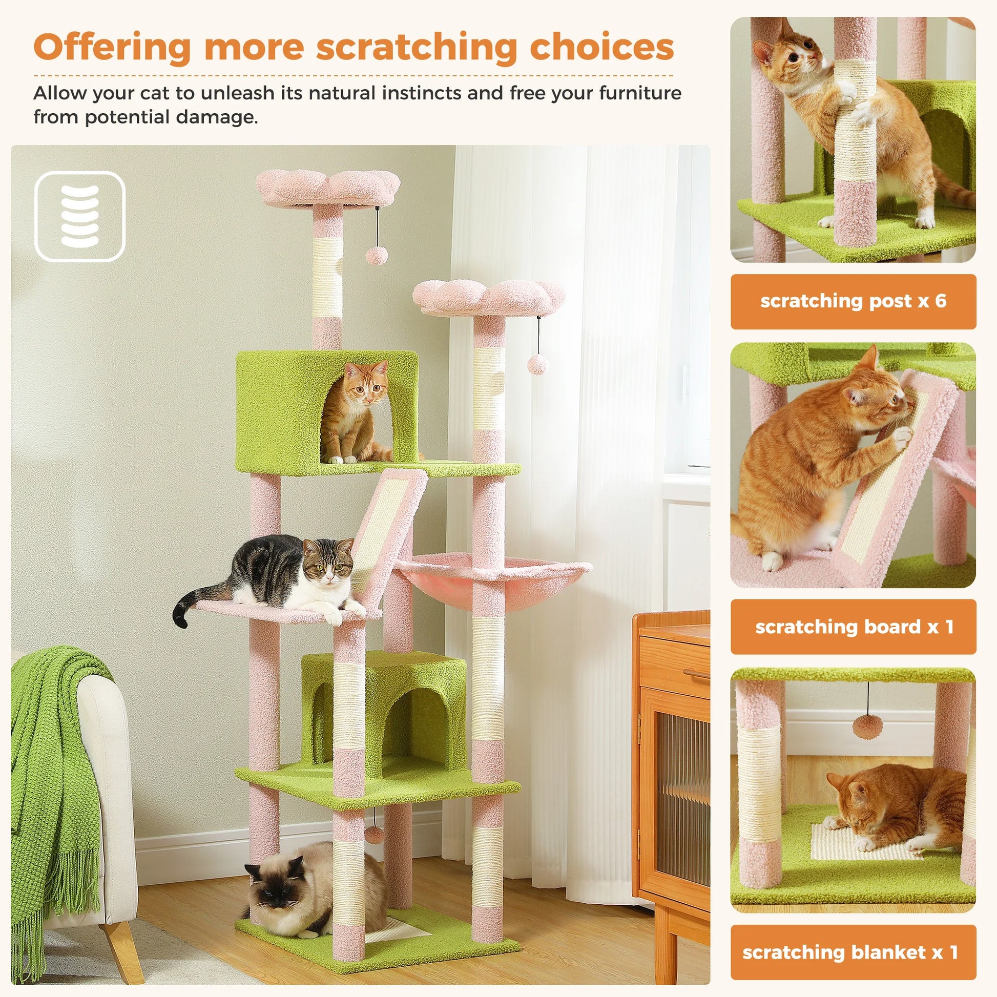 Large Multi-Level Plush Cat Tree with Condos - view 12