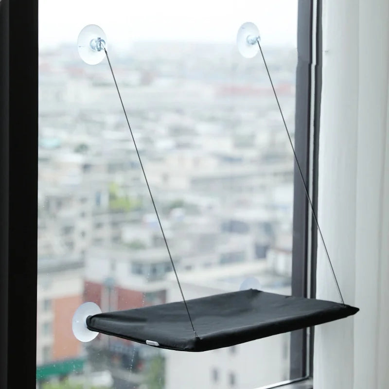 Cat Window Hammock with Suction Cups (Holds 20kg) - black