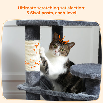 Large Cat Tree Tower with Hammock and Padded Perches - view 43