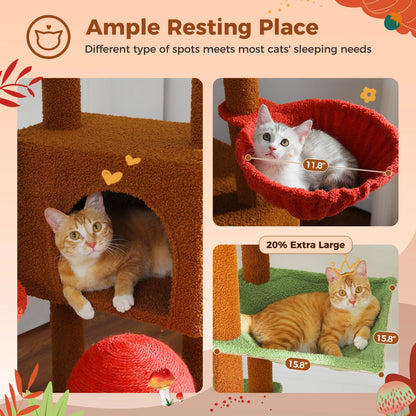 Height Adjustable Floor-to-Ceiling Cat Tree with Hammock - view 19