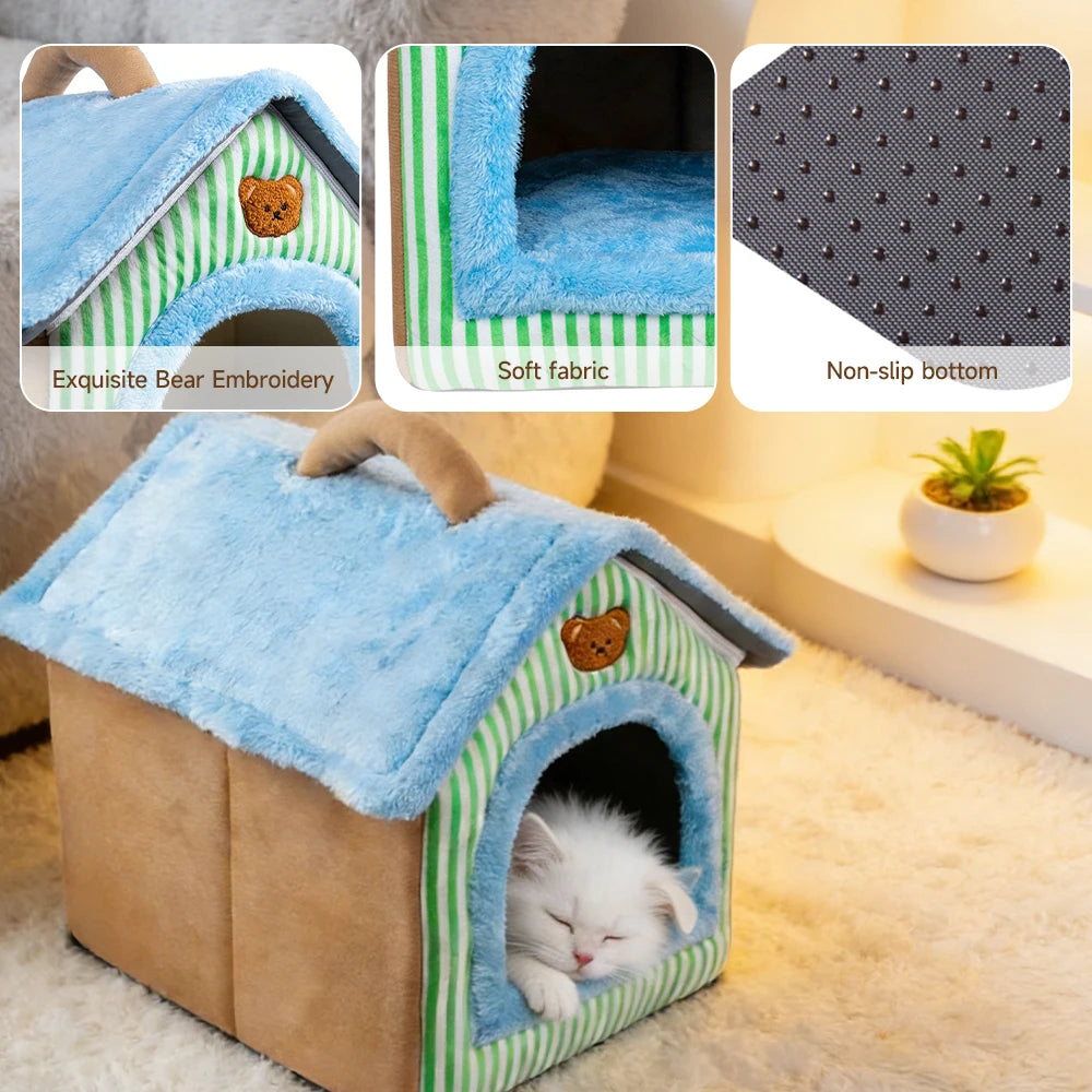 Foldable Washable Pet House Bed for Cats and Small Dogs - from above