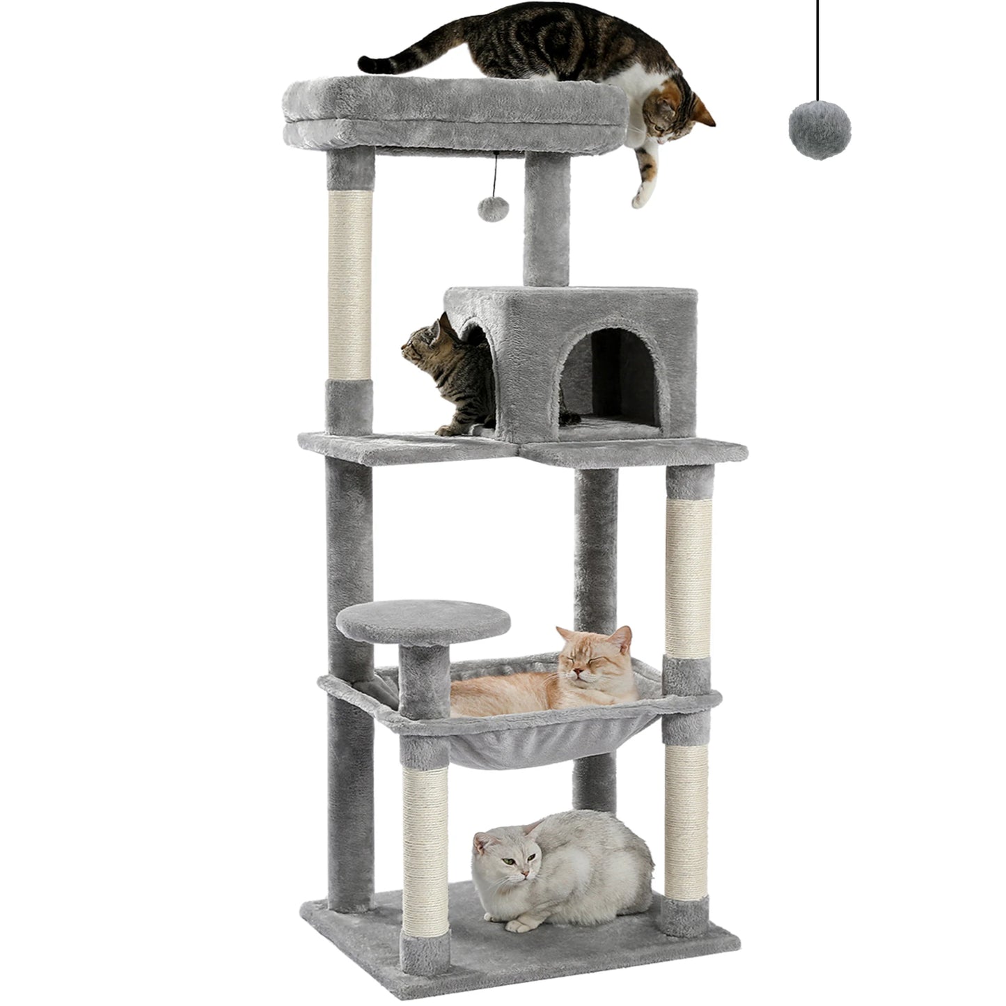 5-Level Cat Tree Tower for Large Cats with Hammock
