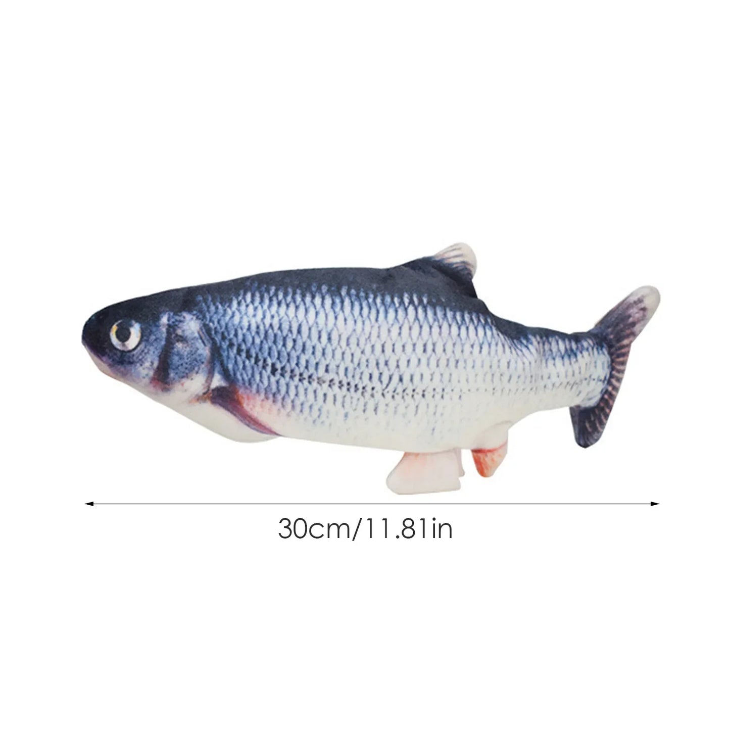 USB Rechargeable Electric Flopping Fish Cat Toy - size reference