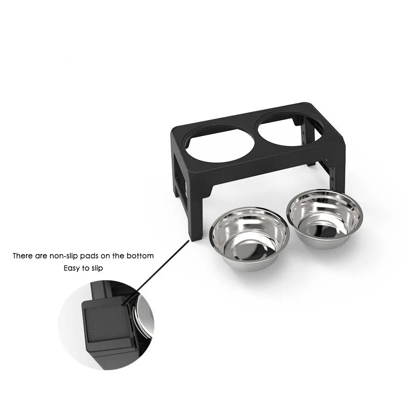 Adjustable Elevated Dog Feeder with Double Stainless Steel Bowls - detail