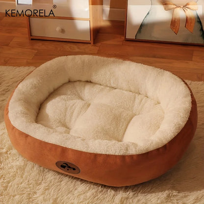 Plush Oval Pet Bed for Dogs and Cats (Machine Washable) - in use