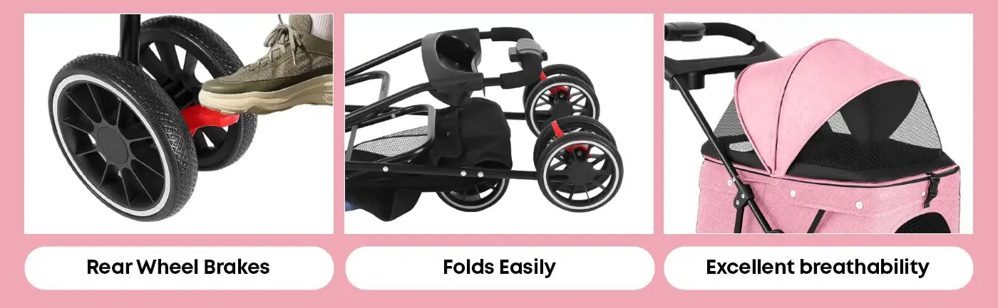 Foldable Pet Stroller for Small Dogs and Cats