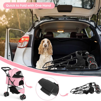 Foldable Pet Stroller for Small Dogs and Cats