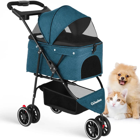 Foldable Pet Stroller for Small Dogs and Cats