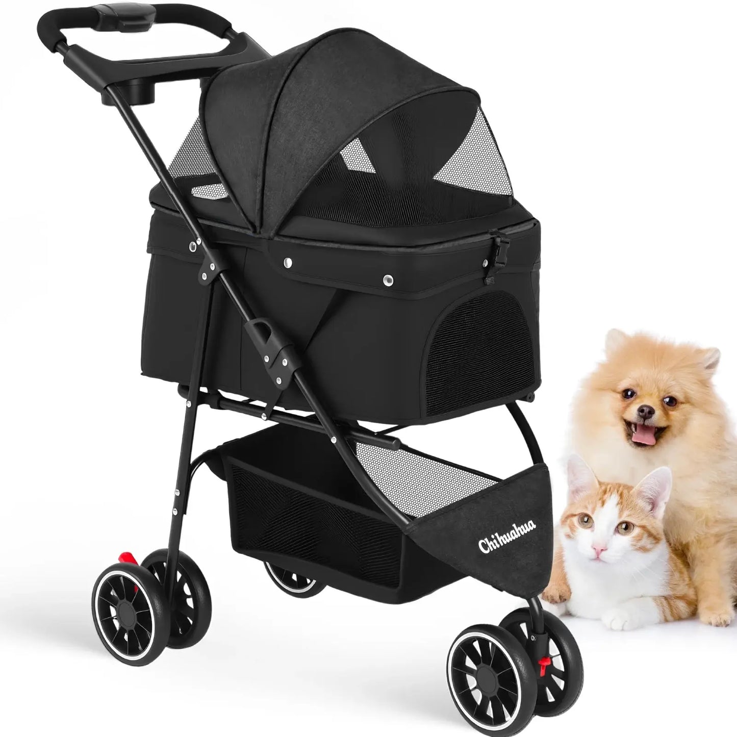 Foldable Pet Stroller for Small Dogs and Cats