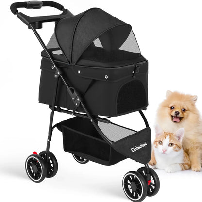 Foldable Pet Stroller for Small Dogs and Cats