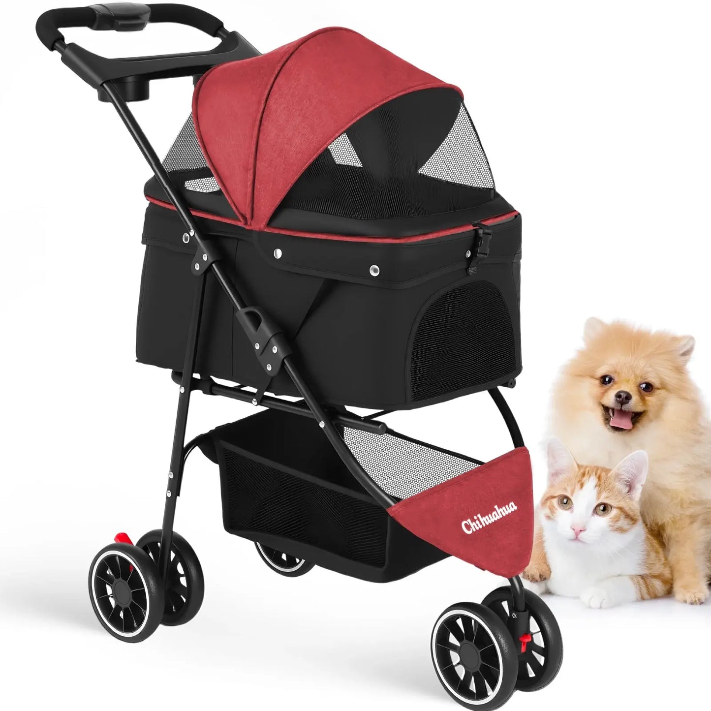 Foldable Pet Stroller for Small Dogs and Cats