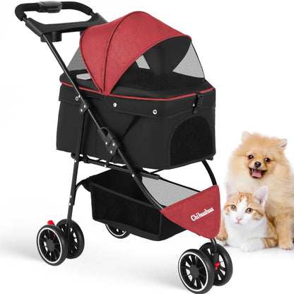 Foldable Pet Stroller for Small Dogs and Cats