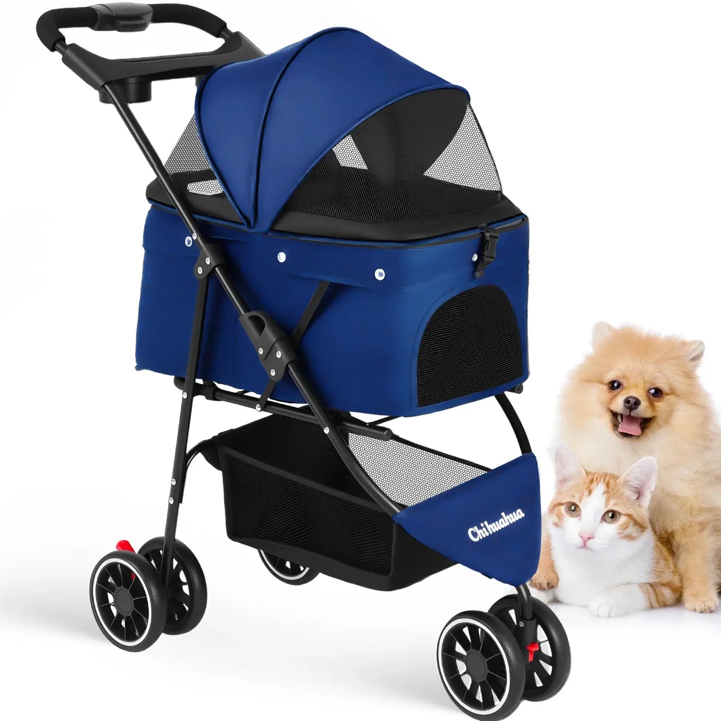 Foldable Pet Stroller for Small Dogs and Cats