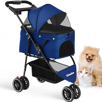 Foldable Pet Stroller for Small Dogs and Cats