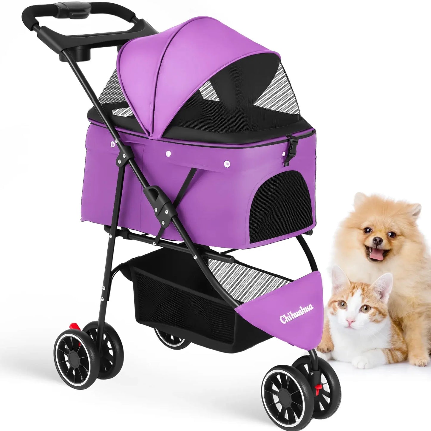 Foldable Pet Stroller for Small Dogs and Cats