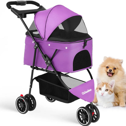 Foldable Pet Stroller for Small Dogs and Cats