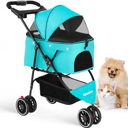 Foldable Pet Stroller for Small Dogs and Cats