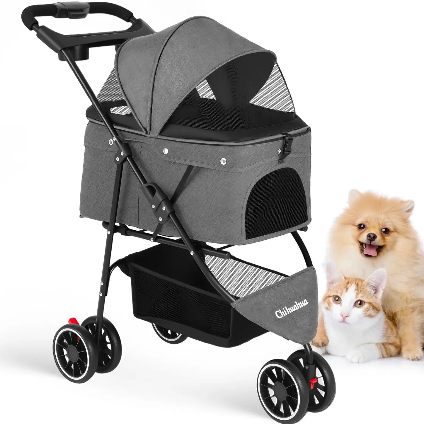 Foldable Pet Stroller for Small Dogs and Cats