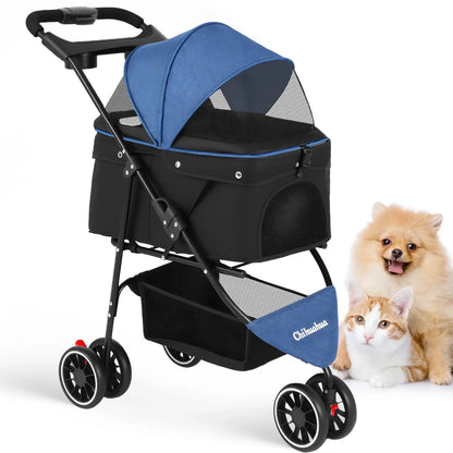 Foldable Pet Stroller for Small Dogs and Cats