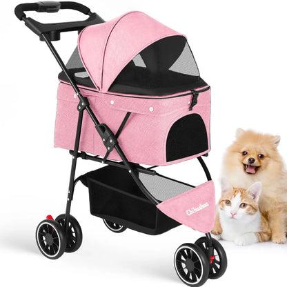 Foldable Pet Stroller for Small Dogs and Cats