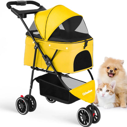 Foldable Pet Stroller for Small Dogs and Cats